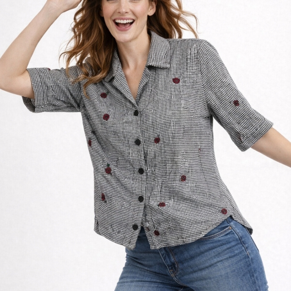 LINDOR GINGHAM BUTTON DOWN SHIRT SIZE 10